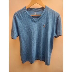 Psycho Bunny Mens Blue V Neck Cotton T Shirt Short Sleeve Logo Graphic